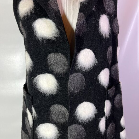 Athena Marie Size S Open-Front Sleeveless Coat Textured Felted - Picture 3 of 10